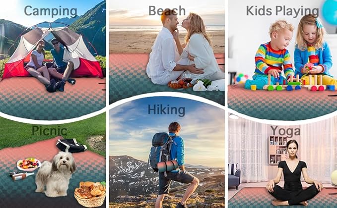 Hooded Outdoor Blanket, Extra Large 82" x 55" Waterproof Camping Blanket, Quilted, Thick Fleece, Warm, Windproof, Sand Proof, Portable and Wear-Resistant, Perfect for Stadium, Picnic, Camping