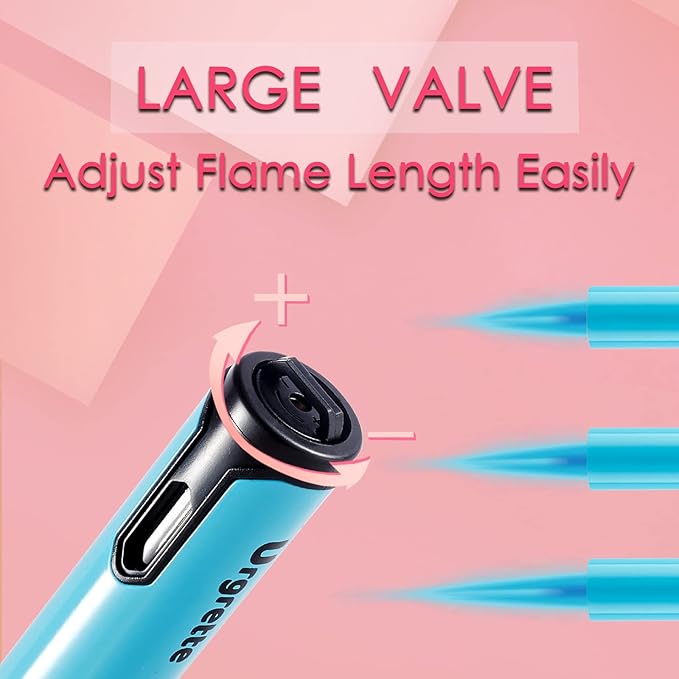 Urgrette 2 Pack Butane Torch Lighter, 6-inch Jet Flame Butane Lighter Refillable Pen Lighter for Grill BBQ Camping (Gas Not Included) Blue
