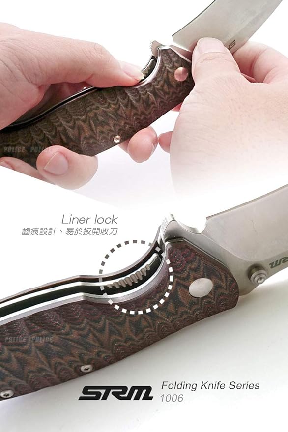 SRM SANRENMU 1006 NEW Pocket Folding Knife 14C28N Blade Flipper Ball Bearing Outdoor Camping Survival Tool EDC (Brown)