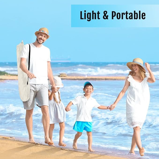 WhiteFang Deluxe Pop Up Beach Tent Sun Shade Shelter for 3-4/5-6 Person, UV Protection, Extendable Floor with 3 Ventilating Windows Plus Carrying Bag, Stakes, and Guy Lines