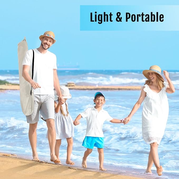 WhiteFang Deluxe Pop Up Beach Tent Sun Shade Shelter for 3-4/5-6 Person, UV Protection, Extendable Floor with 3 Ventilating Windows Plus Carrying Bag, Stakes, and Guy Lines