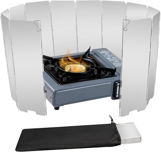 Stove Windscreen, 12 Plates Aluminum Stove Windshield with Drawstring Bag, for Camping, Butane Stoves(12 Plates)