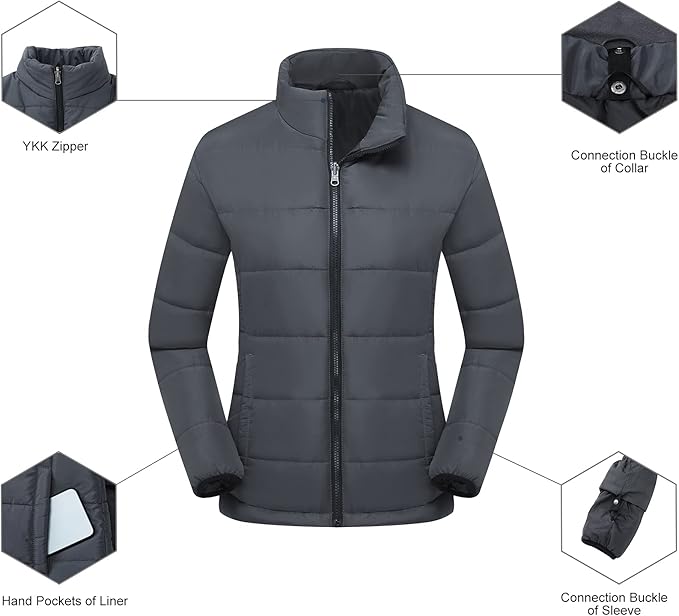 Women's 3 in 1 Ski Jacket Mountain Waterproof Windproof Winter Snow Coat Hike Snowboarding Jackets Hooded Warm Raincoat