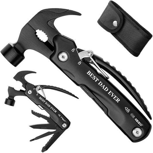 Gifts for Fathers Day Men from Daughter Son Kids, Unique Birthday Gift Ideas for Dad Grandpa Husband Him, Cool Gadgets Presents for Dad, All in One Multitool Hammer Survival Kit (Best Dad Ever)