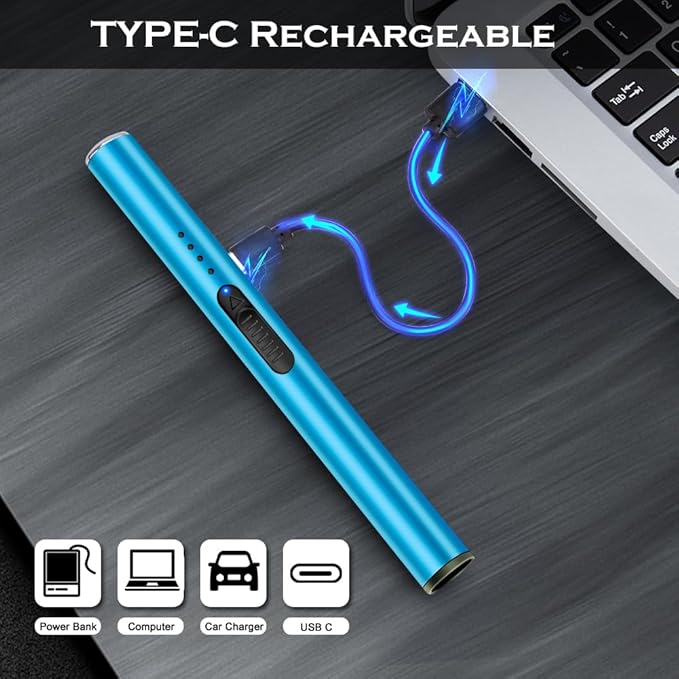 LcFun Electric Candle Lighter Rechargeable USB Lighters Flameless Plasma Arc Lighter Windproof Electronic Lighter Long Lighters for Candles, Grill, Camping, Gas Stoves