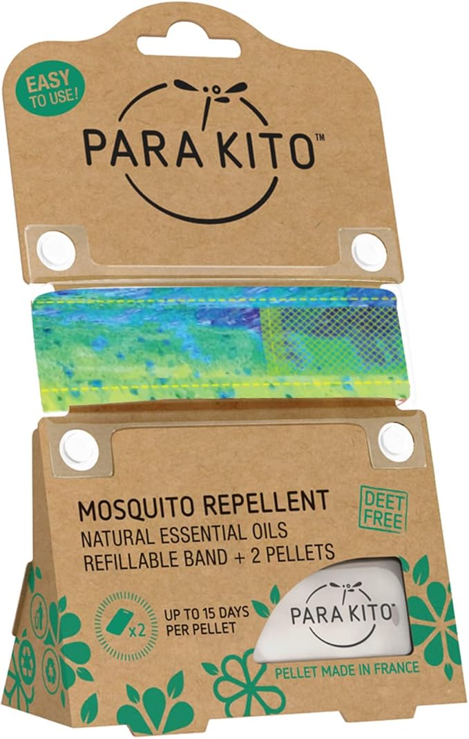PARA'KITO Mosquito Insect & Bug Protection Wristband - Mosquito Stickers, Bug Spray Alternative - Summer Essentials, Beach Accessories, Hiking & Camping Essentials - Natural Essential Oils (Mahi-Mahi)
