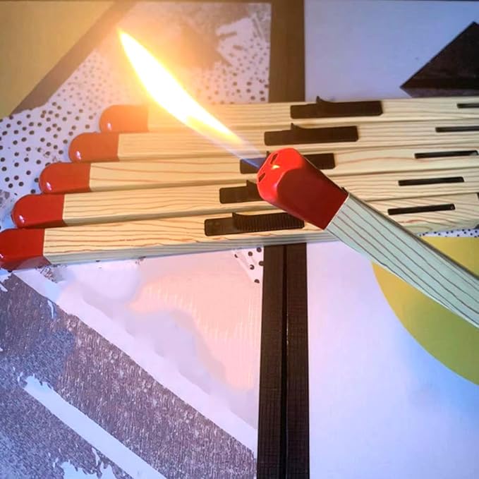 Creative Matchstick Lighter, Open Flame Lighter Refillable Novelty Lighter Adjustable Metal Lighter Unique Gift for Men Women BBQ, Fireplaces, Camping, Clear