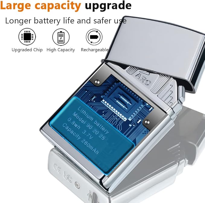 Electric Six Arc Lighter Plasma Lighter Lighter Rechargeable USB Lighter No Butane Lighter Windproof Flameless Lighter Cool Lighter with Gift Box for Men, Women, Holiday(Silver)