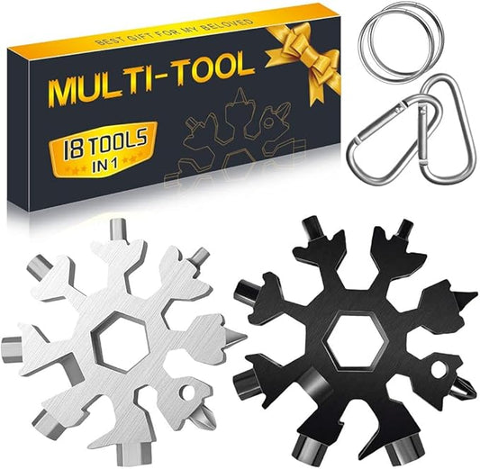 Stocking Stuffers for Men Dad Gifts, Multi Tool 2 Pack 18 in 1 Snowflake Hand Tools Christmas Xmas Gifts for Men and Women Outdoors Camping Portable Bottle Opener Flat Screwdriver Kit Wrench
