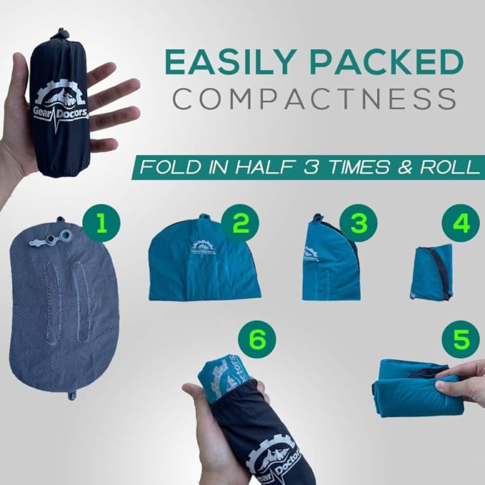 Gear Doctors Camping Pillow, Inflatable Pillow, Camp Pillow, Backpacking Pillow, Inflatable Pillow for Camping, Blow Up Pillow (Blue)