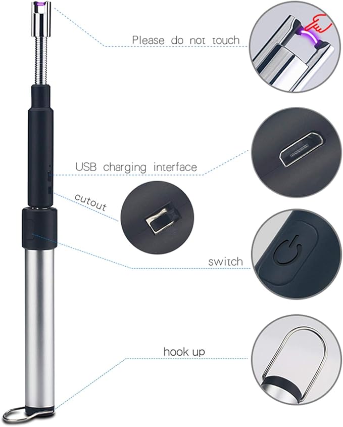 Summoner Telescopic Candle Arc Lighter Electric Rechargeable USB Plasma Lighter Perfect Fire Starter Lighter for BBQs Home Kitchen Outdoor Camping Hiking Cooking Fireworks