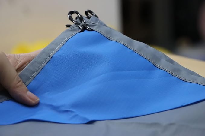Orga'Neat Outdoor Pocket Blanket, 55”*60” Foldable Compact Lightweight Fast Dry Thin Tarp Mat for Picnic Camping Hiking Backpacking, Water-Resistant, Easily Put in Small Bag -Grey/Blue