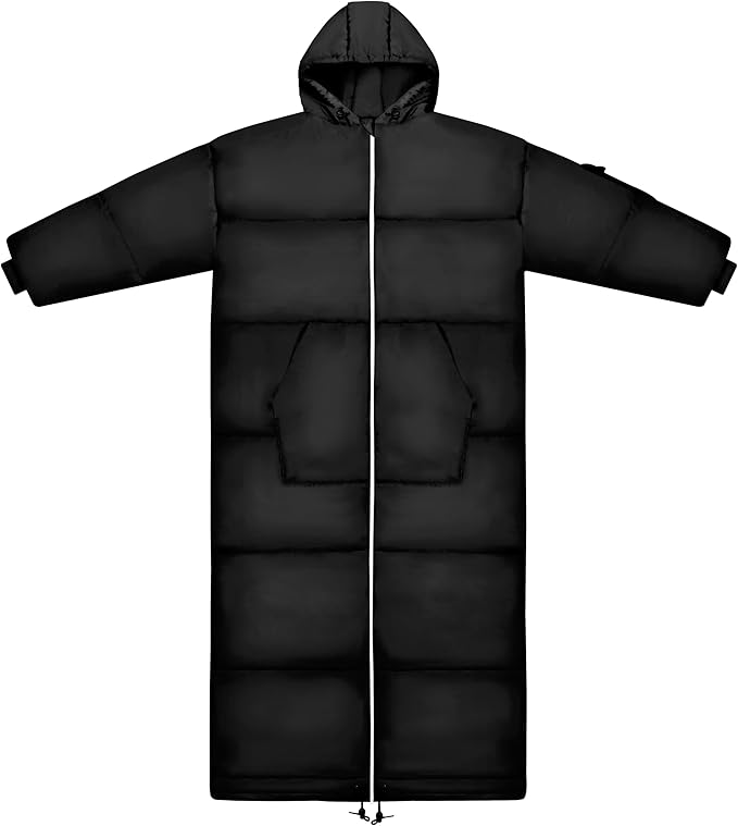 Thermotuff Wearable Sleeping Bag with Dual Hoodie, Long Sleeves, Pockets & Adjustable Drawstring - Ideal for Camping, Cold Weather Hiking, and Stadium Sak Blanket