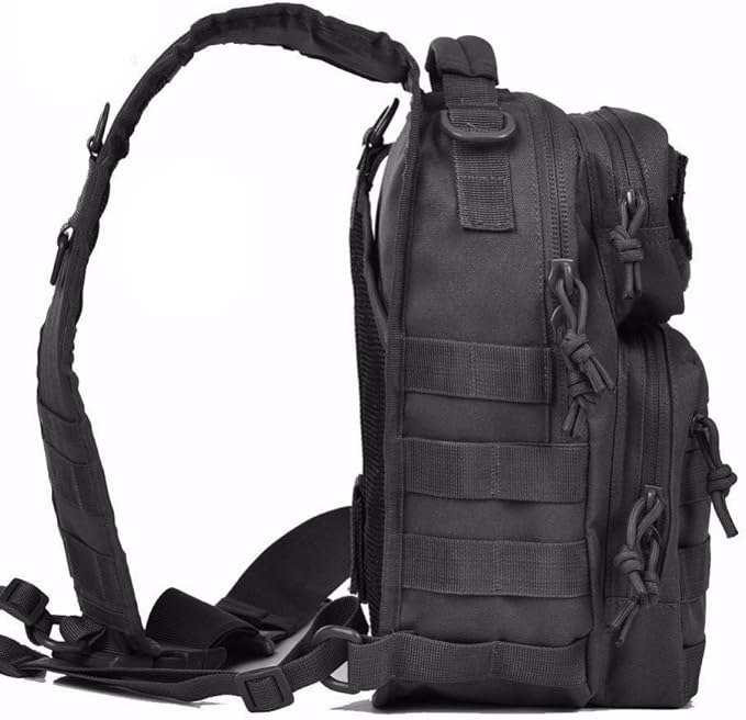 Tactical Sling Bag Pack Military Waterproof Assault Rover Shoulder Sling (Black)