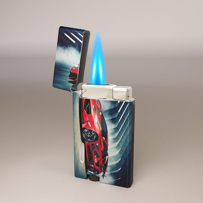 Red Car Windproof Butane Jet Torch Lighter,Funny Cool Lighters,Adjustable Jet Flame Torch,Refillable,Grill BBQ Candle Camping(Without Gas)