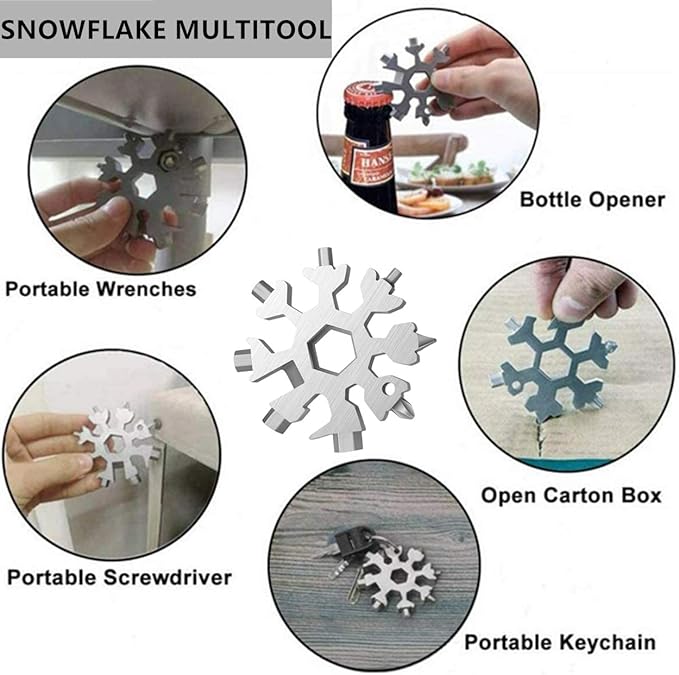 Mens Stocking Stuffers, 18 in 1 Snowflake Multitool, Stocking Stuffers for Adults, Christmas Gifts for Men,Birthday Gifts for Men Husband, Gadgets Gifts for Women, Snowflake Multi-Tool,Mens Gifts