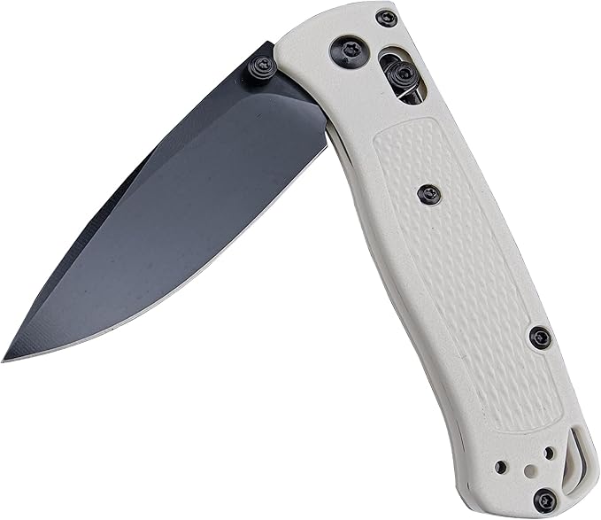 HUAAO Axis Lock Pocket Knife, EDC Mini Bugout Folding Pocket Knives, Plain Edge, Thumb Stud Manual Open, Nylon Grivory Handle with Belt Clip (black blade)