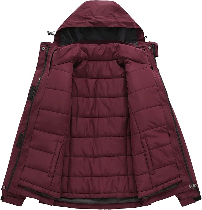 Women's 3 in 1 Ski Jacket Mountain Waterproof Windproof Winter Snow Coat Hike Snowboarding Jackets Hooded Warm Raincoat