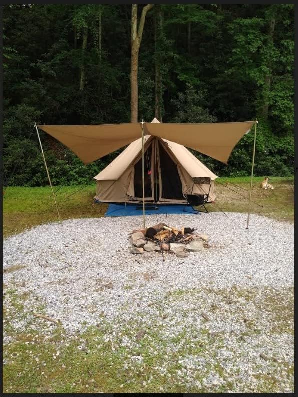 WHITEDUCK 10 Person 3 Season Tent Awning - Brown Cotton Canvas - Rectangular - Free Standing - Water Resistant - Perfect for Camping & Hiking