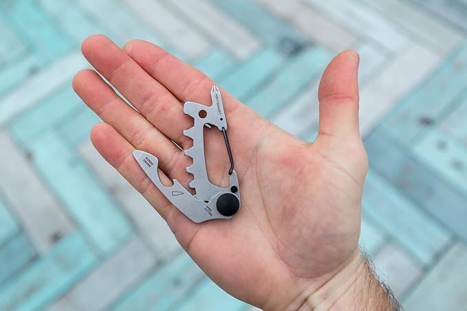 KeySmart AllTul Raptor - 6-in-1 Multi-Purpose Keychain Multitool with Bottle Opener, Wrench, Philips Head, Flat Head, Carabiner, and Steel Cutter Ideal Utility Tool for Camping, Fishing Etc.