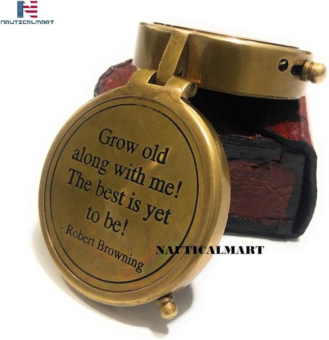 Brass Pocket Compass Grow Old Along with Me Engraving Compass, Valentine Gift, Birthday, Long Distance, Love, Sorry, Keepsakes, Old Memories, Love Momentos