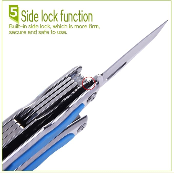 Folding Multitool Pliers Bottom Bone Elastic Forceps Clamp Multifunction Fine Blanking Pocket Pliers with Nylon Sheath and Gift Box Suitable for Home/Camping/Travel/Hiking/Outdoor Blue