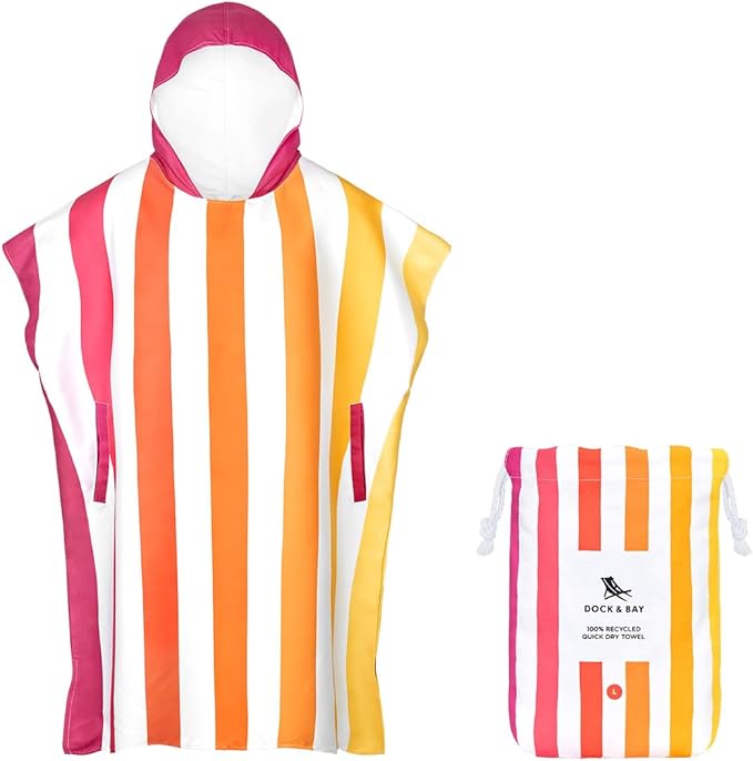 Dock & Bay Adult Poncho - Hooded Towel with Deep Pockets, Changing Robe - Quick Dry - Compact, Lightweight - Includes Bag