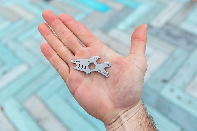KeySmart AllTul Shark - 4-in-1 Everyday Carry Multi-Purpose Keychain Multitool with Bottle Opener, Wrench, Philips Head, and Flat Head Ideal Utility Tool for Camping, Fishing Etc.