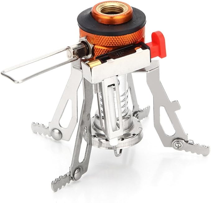 Portable Camping Stoves Backpacking Stove with Piezo Ignition Stable Support Wind-Resistance Camp Stove for Outdoor Camping Hiking Cooking