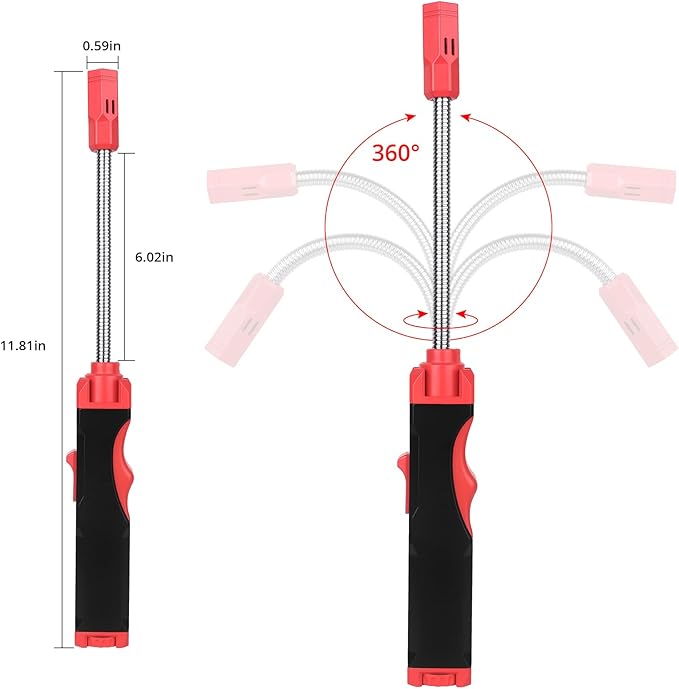 Sondiko Butane Torch Lighter, Refillable Long Lighter, Jet Flame Windproof Lighter with Adjustable Flame, 360° Flexible Neck for Candle, Cooking, Camping, Welding(Butane Fuel Not Included)