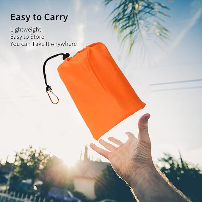 Orange Beach Blanket, Large Oversized Beach Mat Intimate Choice of Beach Accessories for Outdoor Travel Camping Hiking Good Gift (L-OrangeGrey)