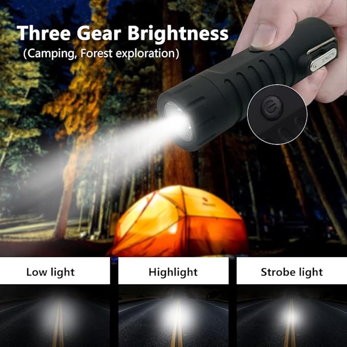 Electric Lighter Rechargeable, Waterproof Lighter Plasma Lighter with Flashlight Windproof ARC Lighter Flameless for Camping Hiking(Black)