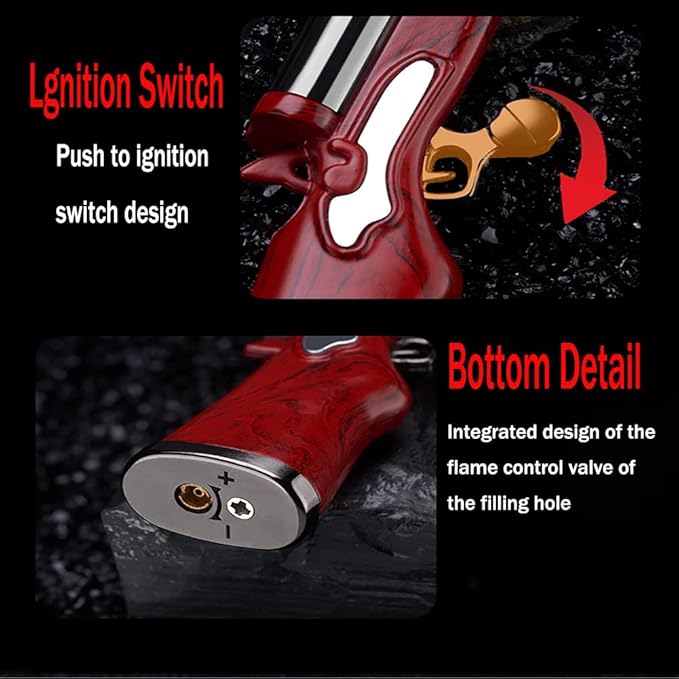 Cool Creative Design Butane Torch Lighter Refillable Unique Lighters for Men Fireplace Candle Camping BBQ (Without Gas) (01)