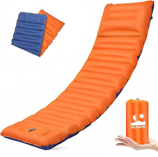 4-Inch-Thick Sleeping Pad for Camping, Strong Support Camping Mattress with Built-in Foot Pump, Lightweight Inflatable Sleeping Mat for Backpacking, Hiking, Outdoors