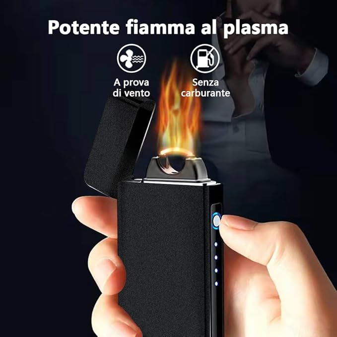 YOZWOO Rechargeable Lighter USB Plasma Electric Lighter High Power Flame Arc Lighter Windproof Camping Lighter Cool Lighter with Exquisite Box for Men and Women Holiday (Frosted Black)