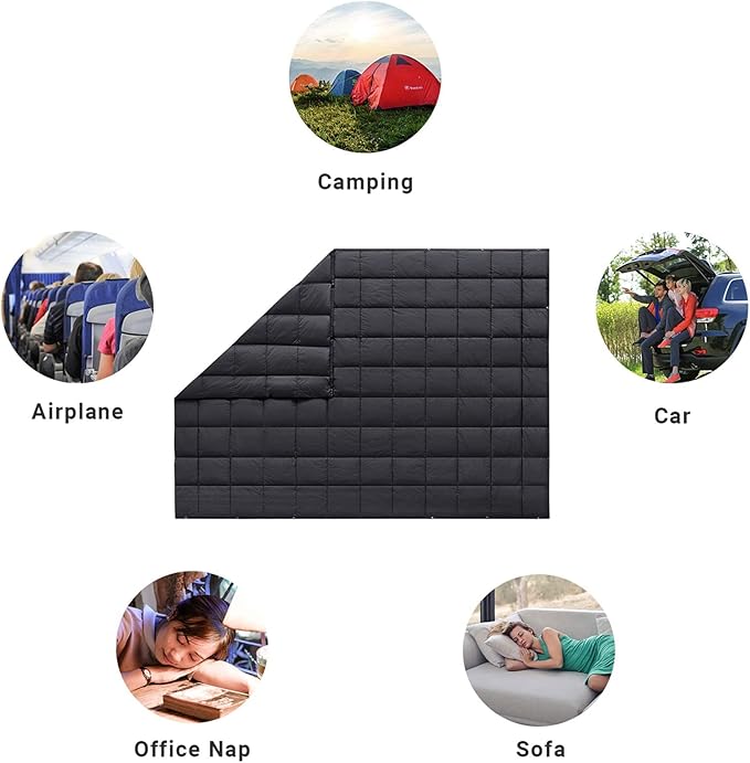KingCamp Down Camping Blanket - Packable Lightweight Travel Blanket for Stadium, Camping, Backpacking, Compact & Water Resistant & Warm Airplane Quilt