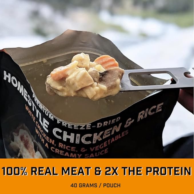 Peak Refuel Homestyle Chicken & Rice| Premium Freeze Dried Camping Food | Backpacking & Hiking MRE Meals | Just Add Water | 100% Real Meat | 240g of Protein | 6-Pack