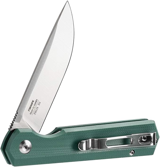 Firebird GANZO FH11S-GB Pocket Folding Knife D2 Steel Blade G10 Anti-Slip Handle with Clip Hunting Fishing Camping Gear Outdoor Folder EDC Pocket Knife (Green)