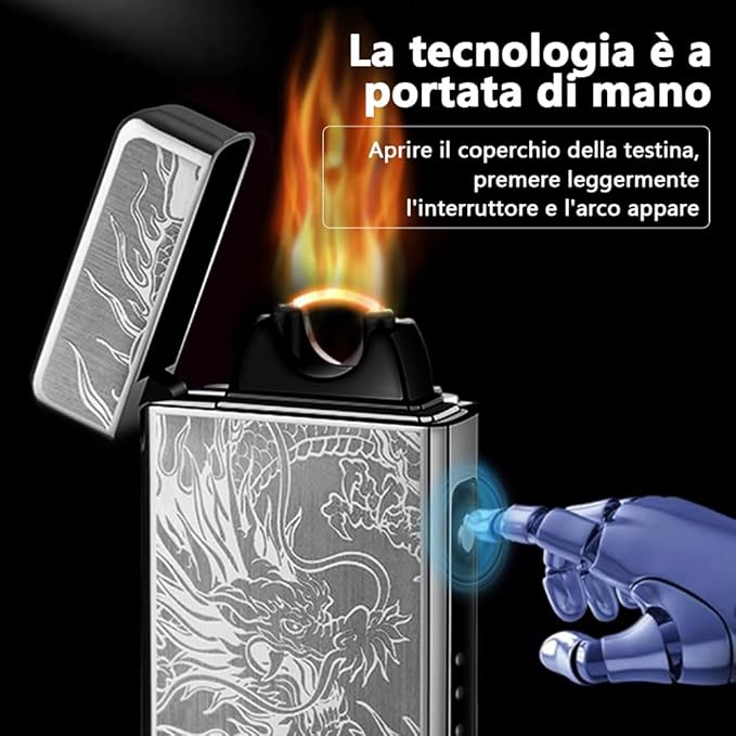 YOZWOO Arc Electric Lighter Rechargeable USB Lighter Plasma Large Flame Lighter Cool Electronic Lighter Windproof Lighter with Smart Long Life Chip for Outdoor Camping, Hiking, BBQ (Black Dragon)