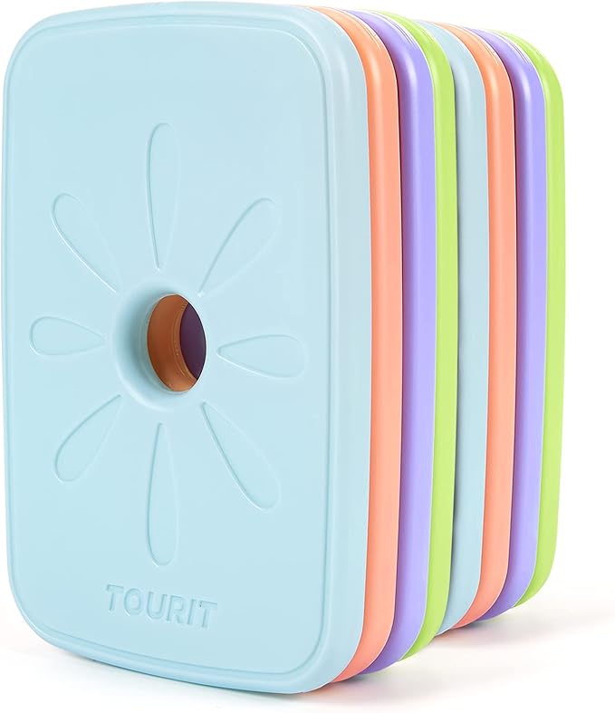 TOURIT Ice Packs for Lunch Boxes/Bags and Coolers, Lunch Box Cooler Ice Packs Reusable, Slim and Long Lasting Cool Pack for Work, Picnic or Camping