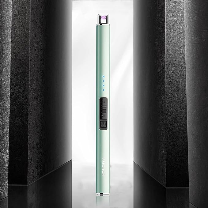 ARECTECH Lighter Electric Lighter Candle Lighter Rechargeable Type-C USB Lighter Plasma Arc Lighters for Candle Camping Kitchen Green