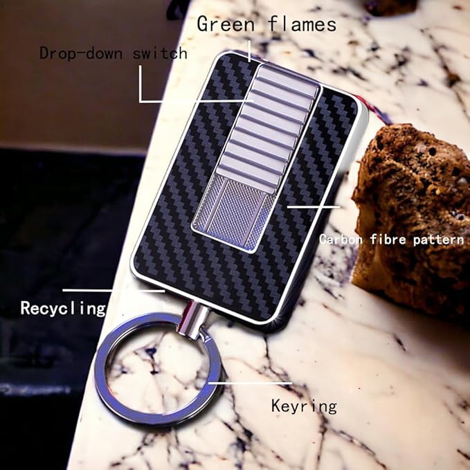 Keychain Lighter, Soft Flame Lighter, Creative Cool Design, Refillable Butane Torch Lighter, Windproof Lighter, Unique Men's Gift, Birthday Candle Camping (Butane Not Included) (Silver)