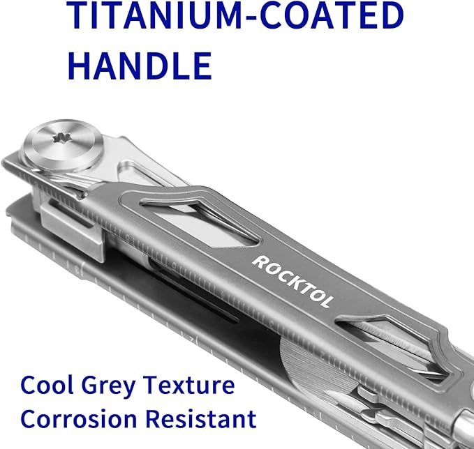 Multitool Pocket Knife,12-in-1 Multitool Knife,Titanium-Plated Handle,Pocket Clip,Large Scissors,Stainless Steel for Camping, Hiking, Survival, multitool for Men