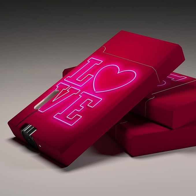 Pink Red I Love You Cool Butane Torch Lighters,Refillable Adjustable Jet Flame Lighter,Windproof,Gift for Men Candles Camping BBQ (No Butane Fuel) (d4)