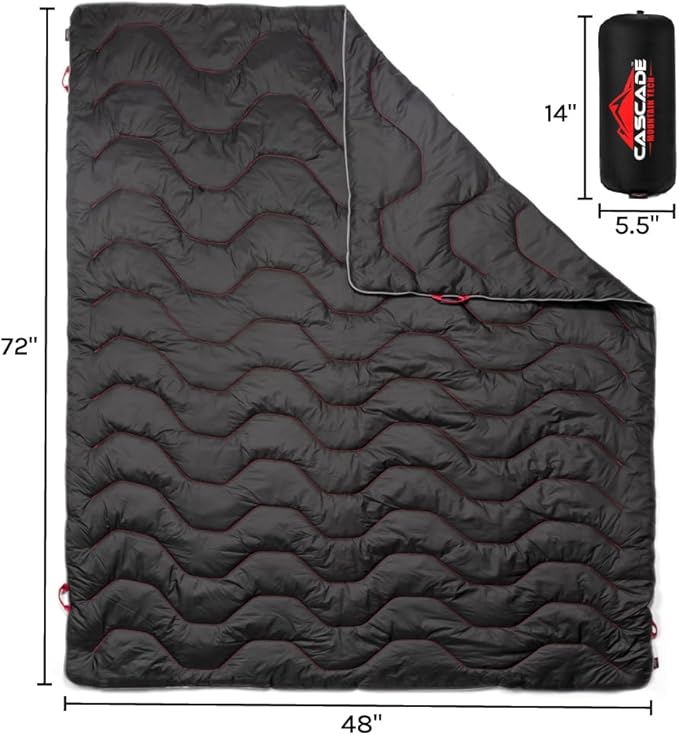 Cascade Mountain Tech Camping Blanket - Lightweight Outdoor Blanket for Camping, Picnics, Concerts, and Travel - 72" x 48"