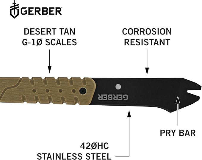 Gerber Gear Downrange Tactical Tomahawk - Multi-Tool Hammer Head Survival Axe with Steel Prybar - Tactical Gear with Included MOLLE Sheath
