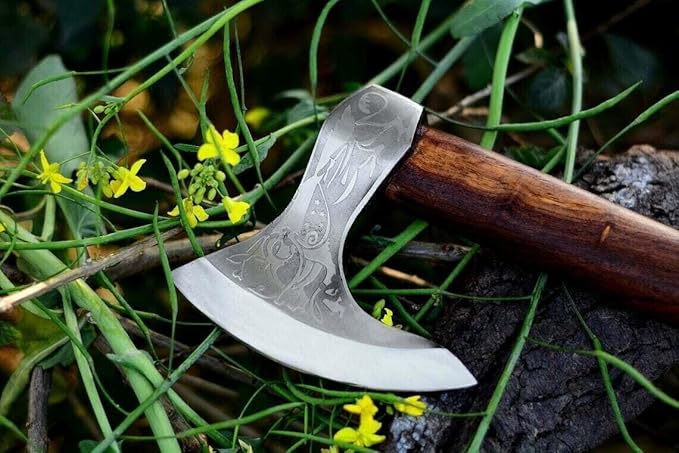 Handmade Viking Axe Real Carbon Steel Axe with Leather Sheath Camping Bearded Axes & Hatchets Hunting Axe Valentine's Day Gift, Camping & Hiking | Knives & Tools | Birthday Gift for him (VK-Ax-12)