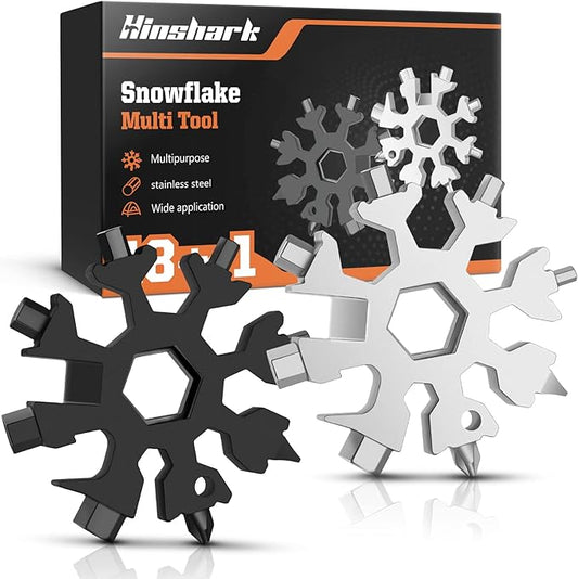 Gifts for Men, 2Pcs 18-in-1 Snowflake Multitool Stocking Stuffers for Men, Christmas Gifts for Men, Dad, Him, Husband, Boyfriend, Grandpa, White Elephant Gifts for Adults, Tools Cool Gadgets for Men