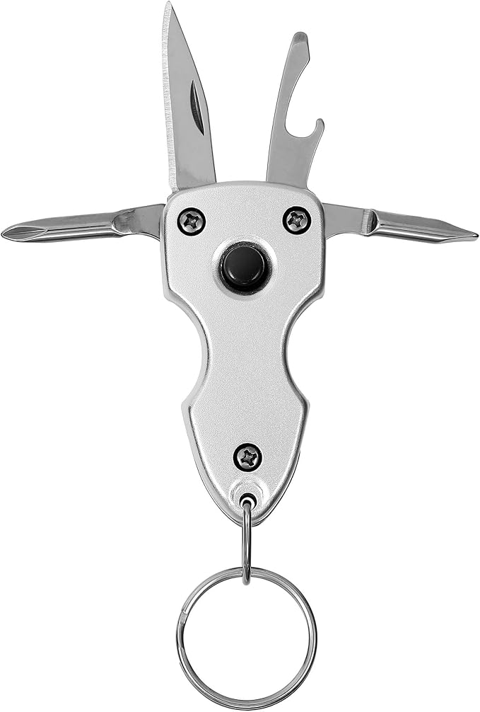 EDC Gear Outdoor Tools LED Keychain Key Ring Clip, Multi-function Tools with Screwdriver, practical gift for Fathers, Men