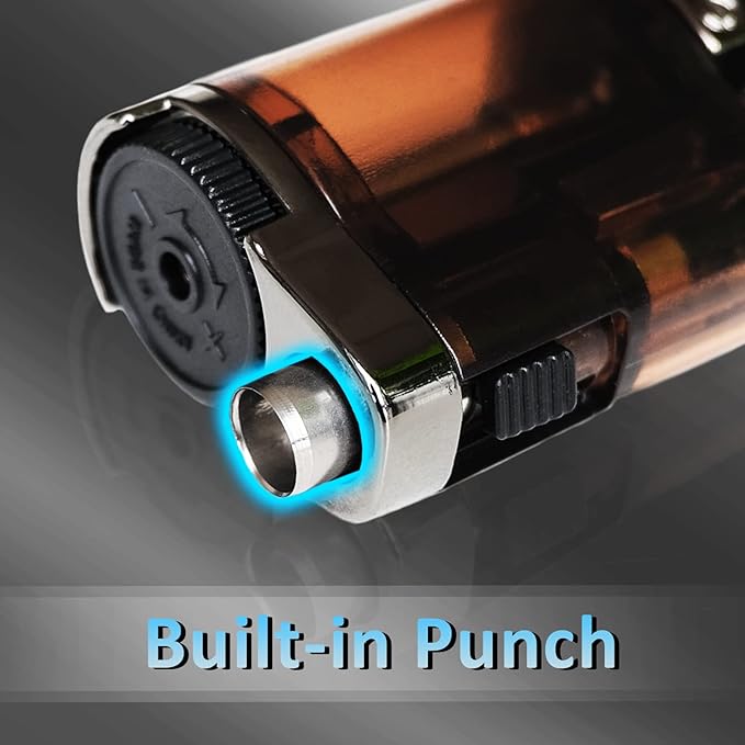 Torch Lighter 2 Pack Triple Jet Flame Butane Torch Lighters Refillable Butane Gas Lighter Windproof Adjustable 3 Flame Lighter for Christmas (Without Gas)